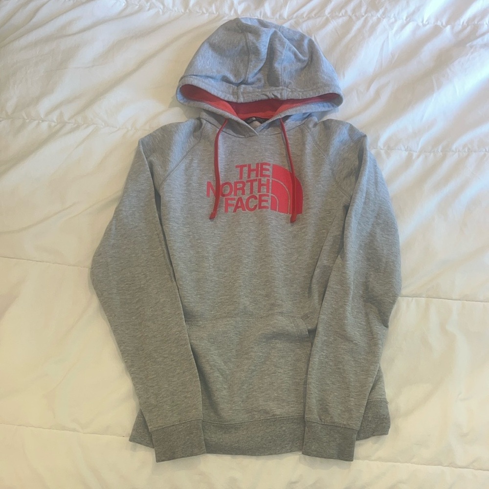 The North Face Men's Gray and Red Hoodie